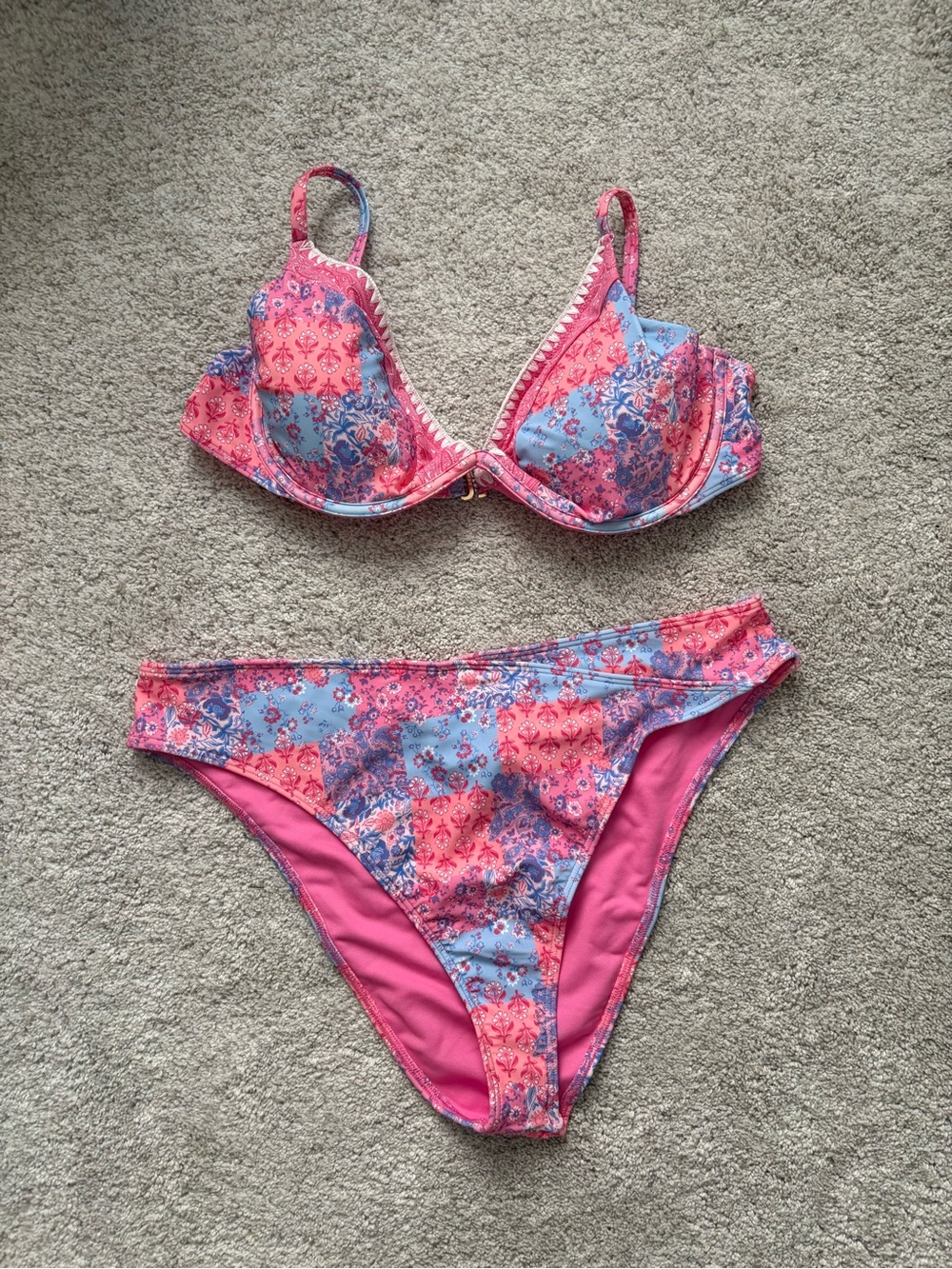 NWT Hollister Pink & Blue Floral Bikini Set